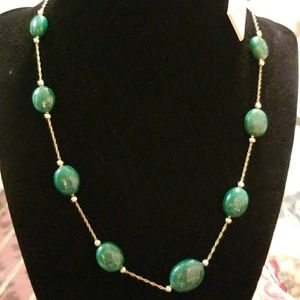 14K Gold Chain w/ Genuine Stone Emerald Necklace